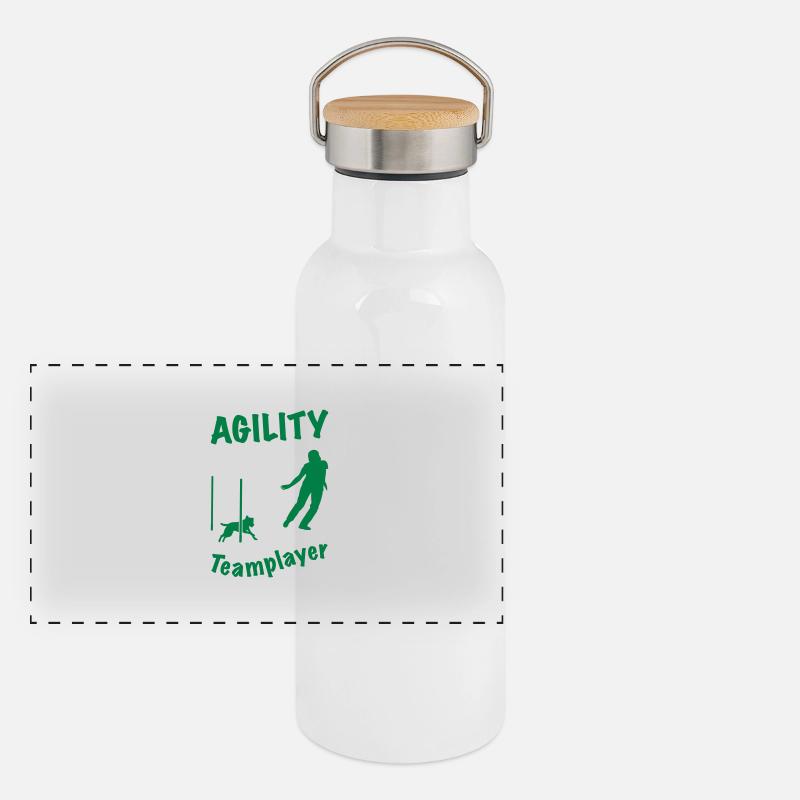 Agility Slalom Terrier Panorama Thermosflasche mit Bambusdeckel