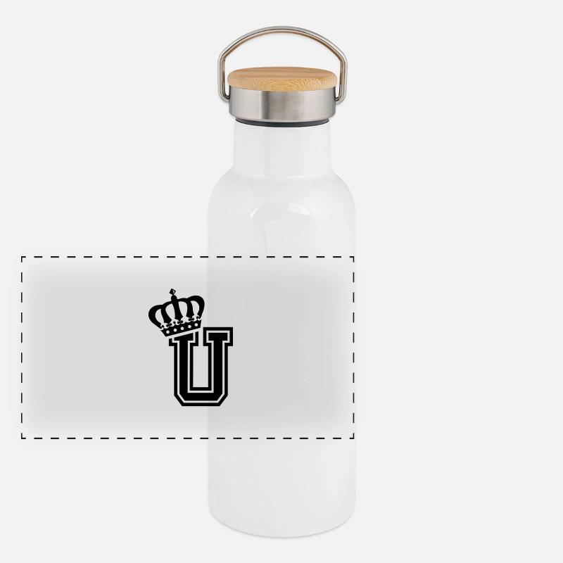 Buchstabe U Panorama Thermosflasche mit Bambusdeckel