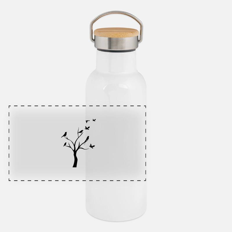 birds in tree Panorama Thermosflasche mit Bambusdeckel