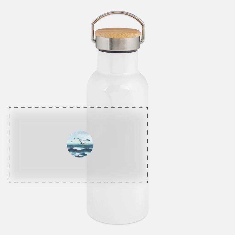 seagulls Panoramic Thermal Bottle with Bamboo Lid
