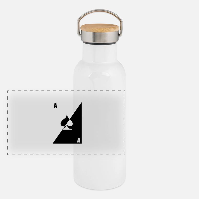 carte as pic pique noir blanc poker Gourde isotherme avec bouchon en bambou