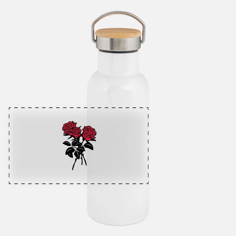 roses Gourde isotherme avec bouchon en bambou