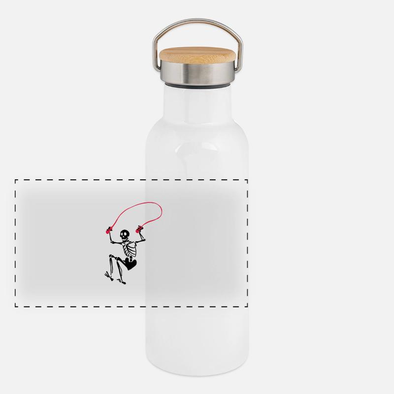Skeleton Seilspringen Panorama Thermosflasche mit Bambusdeckel