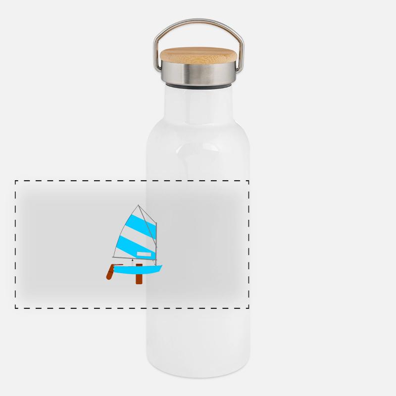 Segelboot Panorama Thermosflasche mit Bambusdeckel