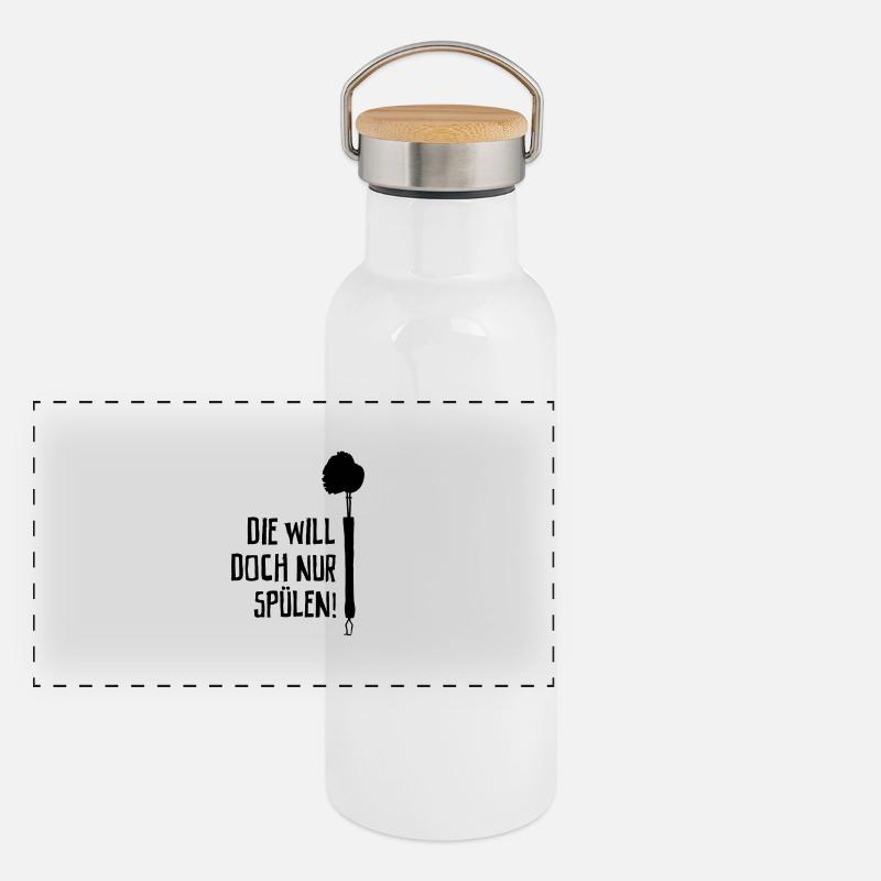 Die will doch nur Spülen! Panorama Thermosflasche mit Bambusdeckel