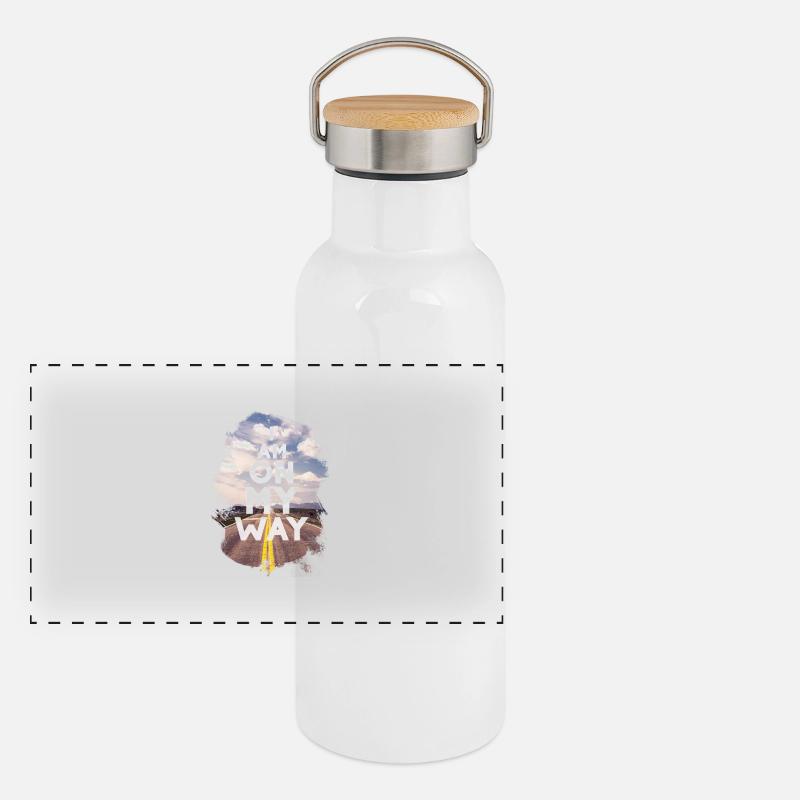 i am on my way Panorama Thermosflasche mit Bambusdeckel