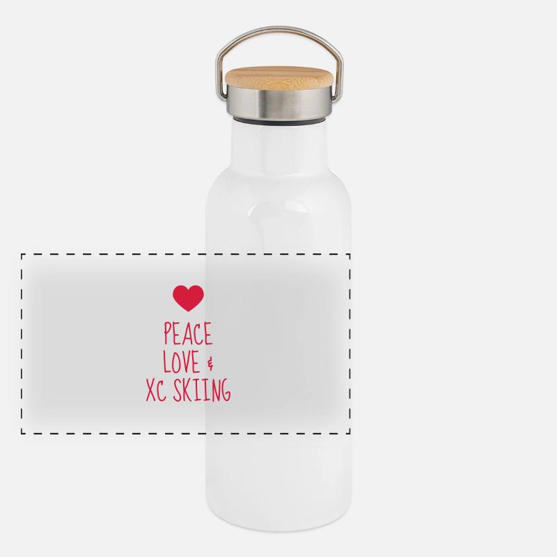 Langlaufen / Langlauf / eislaufen / Langläufer Panorama Thermosflasche mit Bambusdeckel