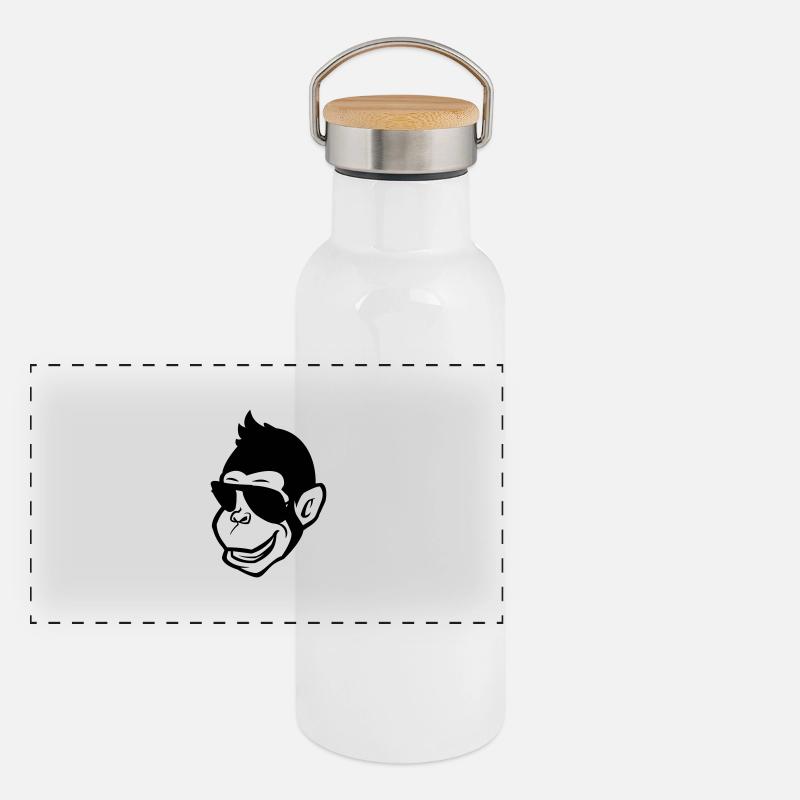 monkey cool comic Panorama Thermosflasche mit Bambusdeckel