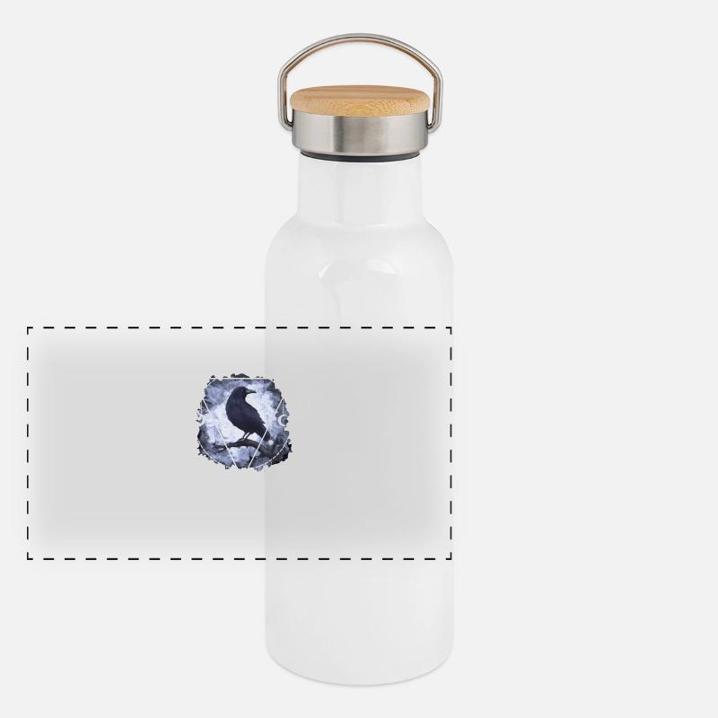 Raven Crow Gothic Panoramic Thermal Bottle with Bamboo Lid