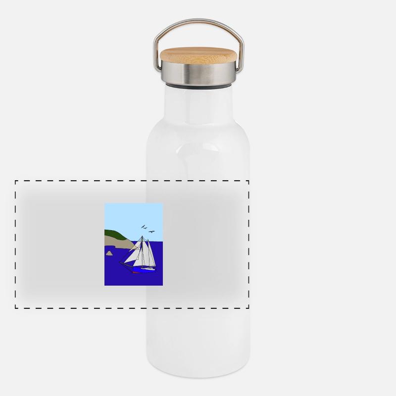 Segelschiff Panorama Thermosflasche mit Bambusdeckel
