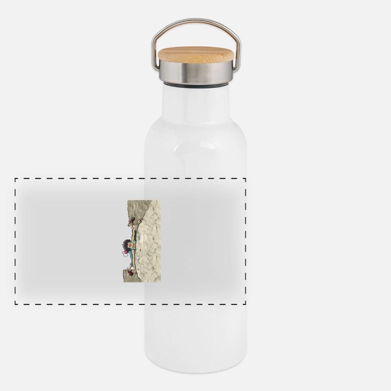 Verschneidungsklettern Panorama Thermosflasche mit Bambusdeckel