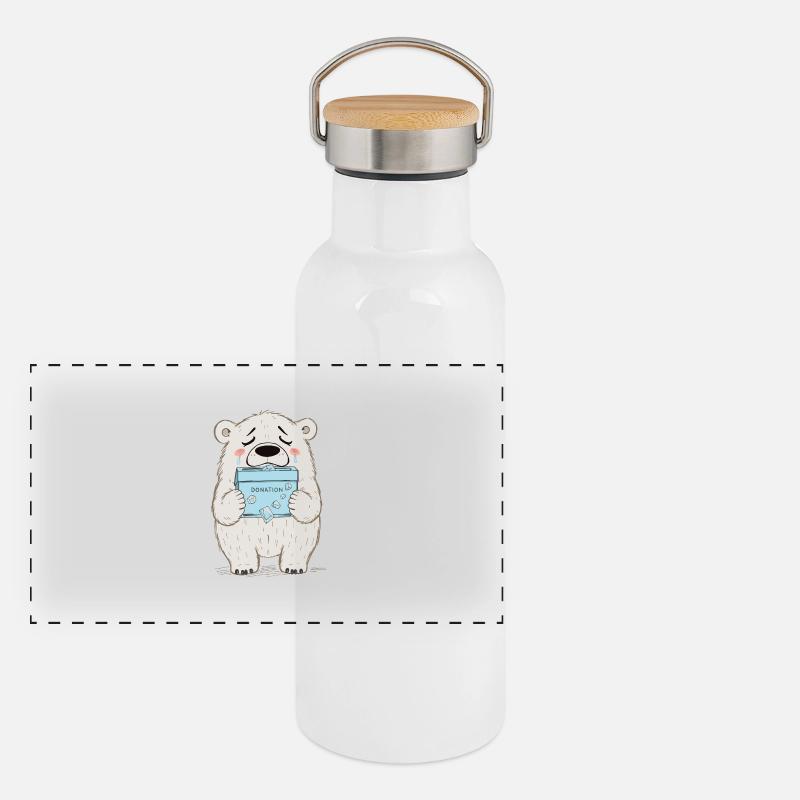 Saving Polar Bears Panoramic Thermal Bottle with Bamboo Lid