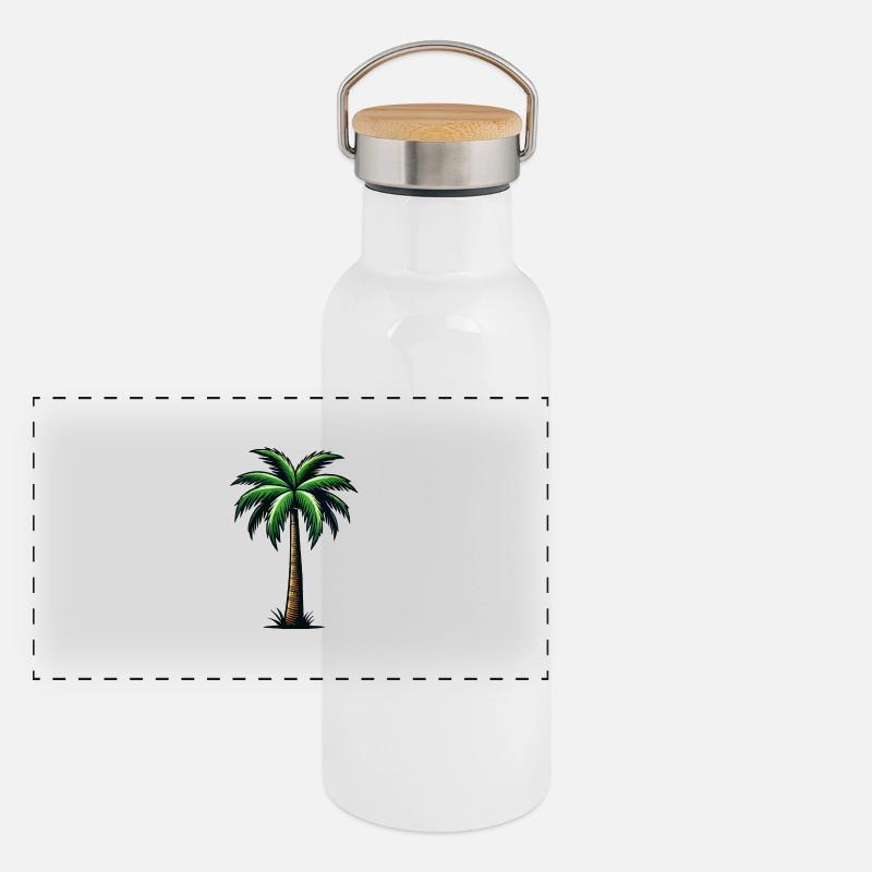 palm tree Panoramic Thermal Bottle with Bamboo Lid