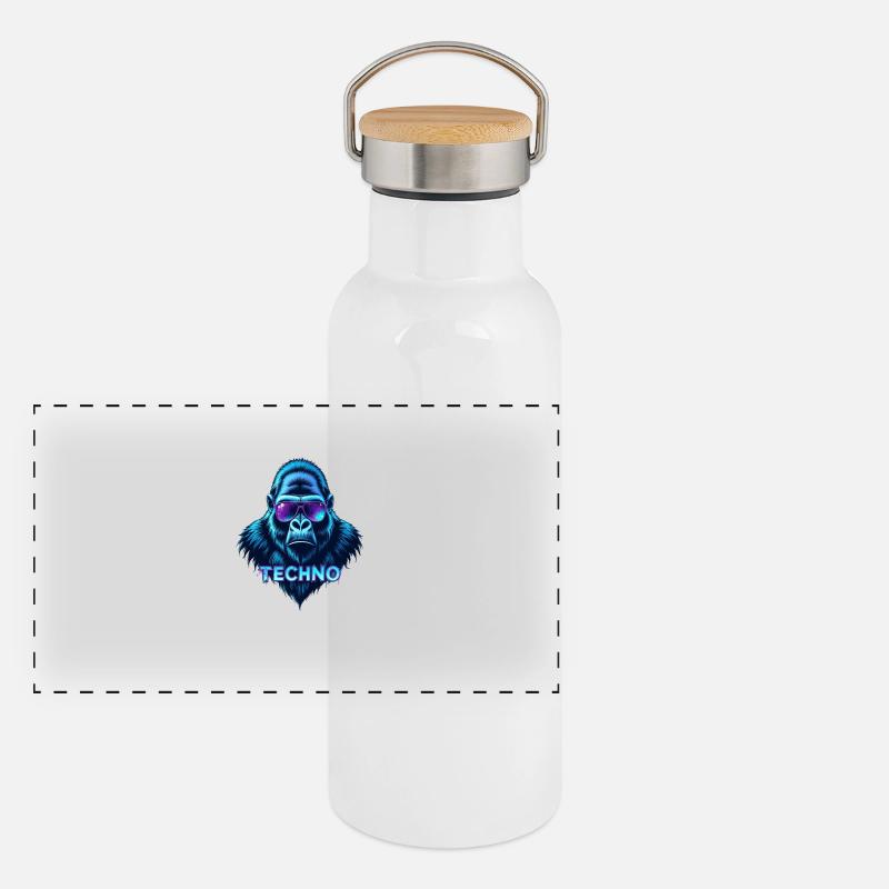 TECHNO GORILLA Panorama Thermosflasche mit Bambusdeckel
