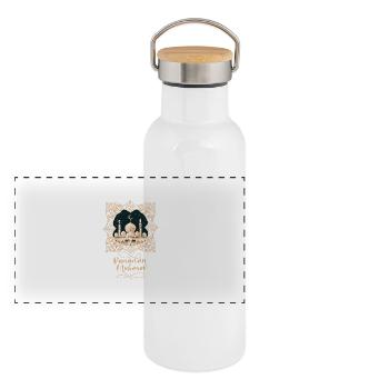 Ramadan Gift Eid Mubarak Islam Allah Muslim - Panoramic Thermal Bottle with Bamboo Lid - white - Front