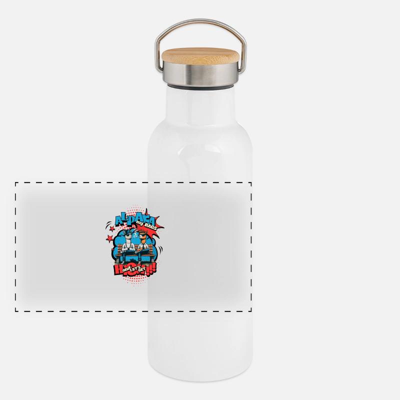 High Spirits - Alpakas im Chill-Modus Panorama Thermosflasche mit Bambusdeckel