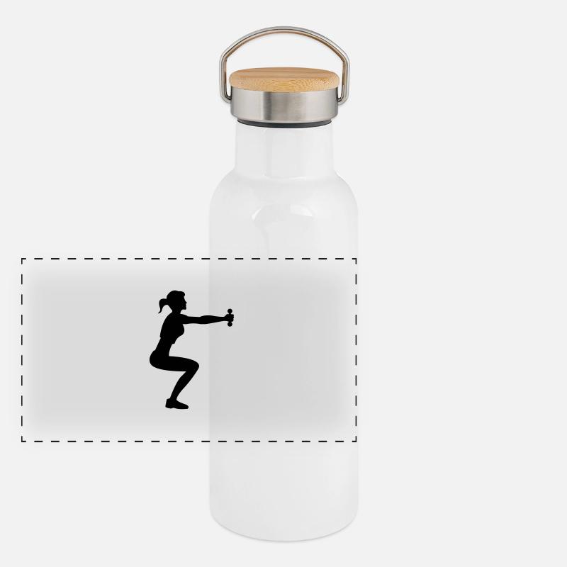 Dame Fitness Gourde isotherme avec bouchon en bambou