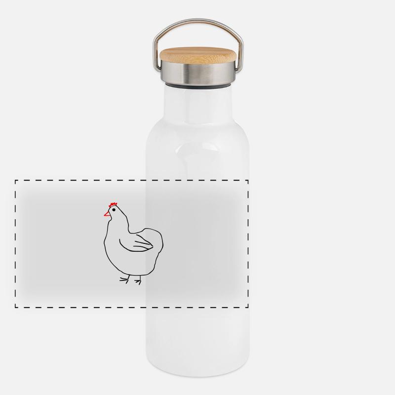 Dickes Huhn Panorama Thermosflasche mit Bambusdeckel