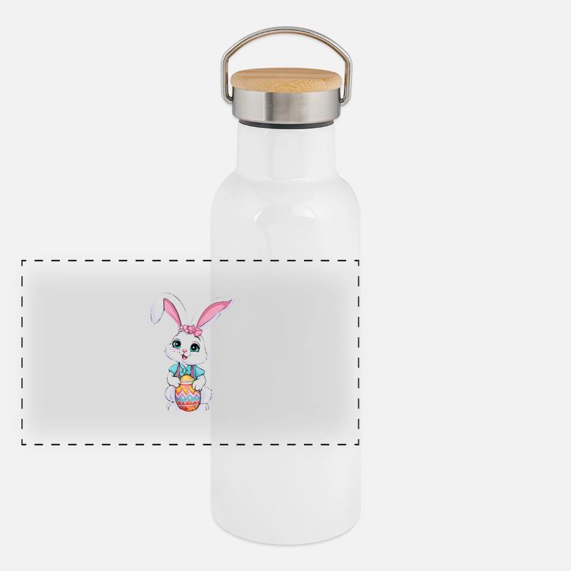 Easter bunny with Easter eggs Panoramic Thermal Bottle with Bamboo Lid