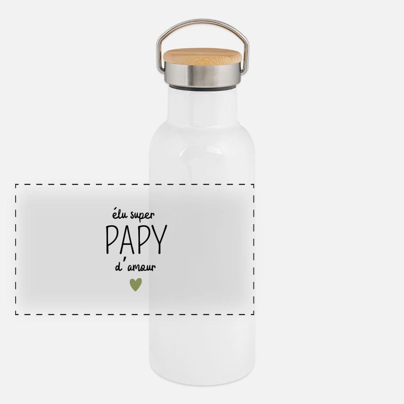 Élu super papy d’amour Gourde isotherme avec bouchon en bambou