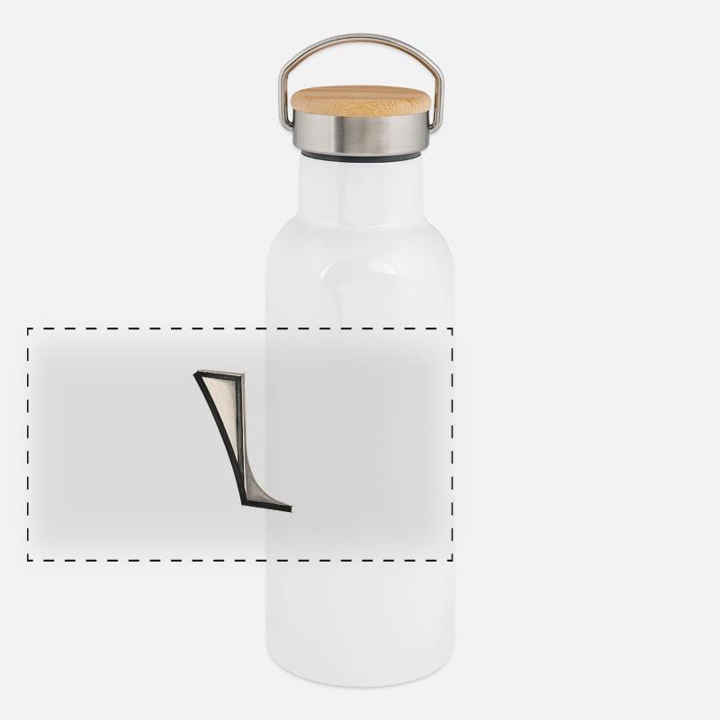 Aesthetic design, line drawing, architecture - Panoramic Thermal Bottle with Bamboo Lid - white