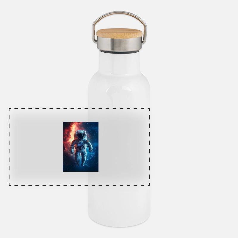 Astronaut 8 Panorama Thermosflasche mit Bambusdeckel