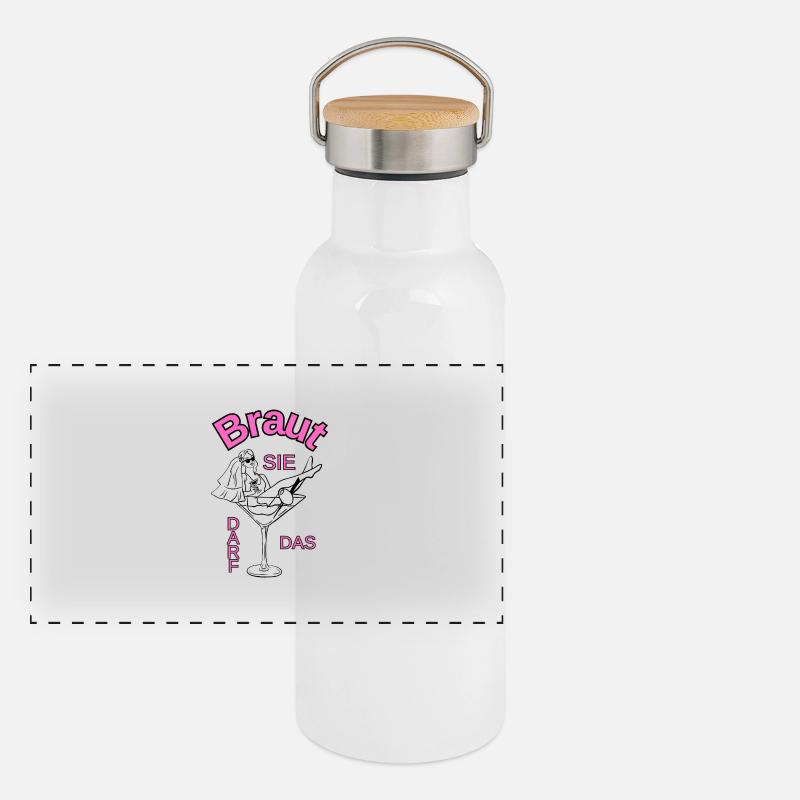 BrautSIE DARF DAS... Jungesellinnenabschied Panorama Thermosflasche mit Bambusdeckel