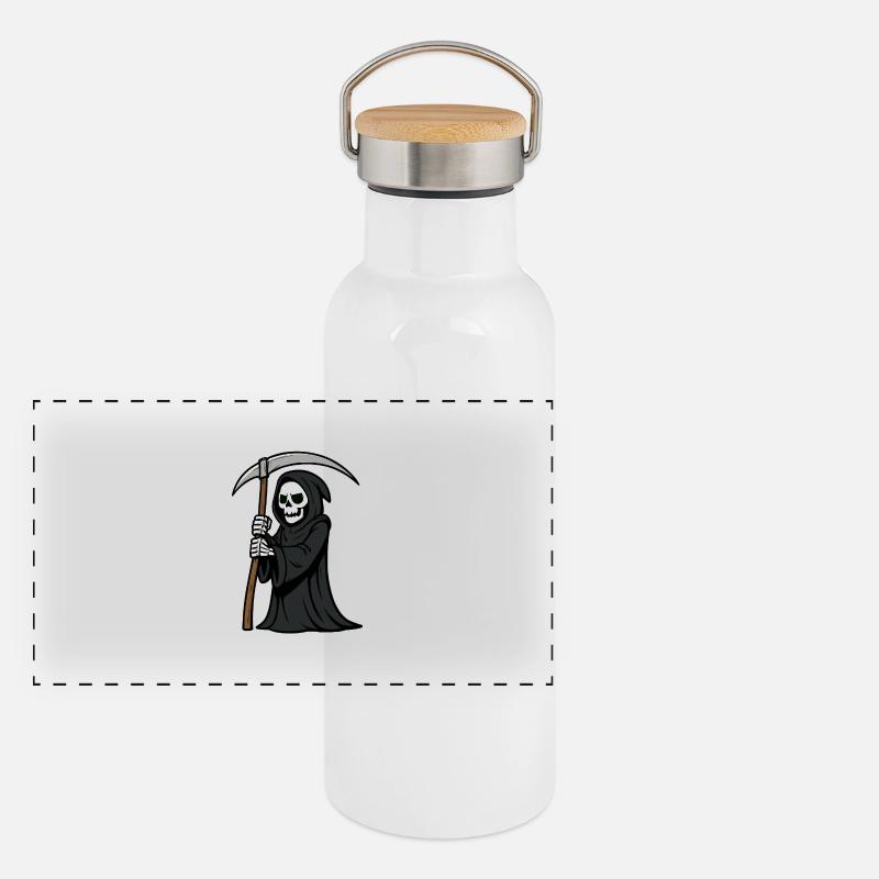sensenmann comic Panorama Thermosflasche mit Bambusdeckel