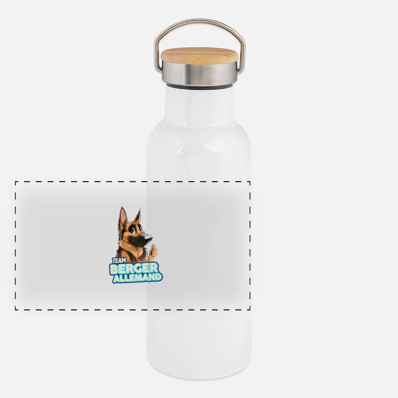 TEAM Deutscher Schäferhund - Rehkitz Panorama Thermosflasche mit Bambusdeckel