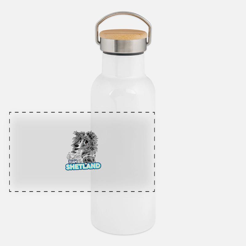 TEAM Shetland - Blue Merle Panorama Thermosflasche mit Bambusdeckel