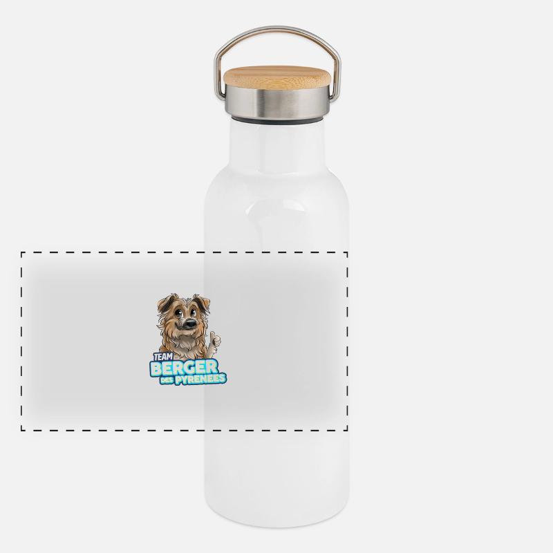 TEAM Pyrenäenschäferhund - Rehkitz Panorama Thermosflasche mit Bambusdeckel