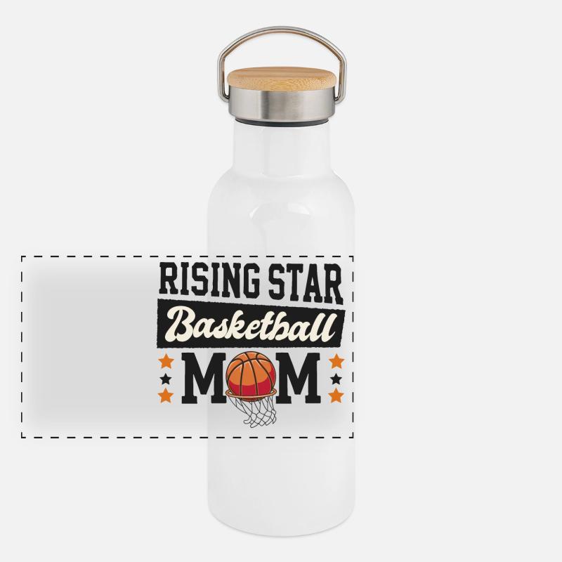 Basketball Mama eines aufstrebenden Stars Panorama Thermosflasche mit Bambusdeckel