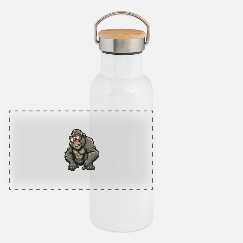 Gorilla Cool Tier Panorama Thermosflasche mit Bambusdeckel