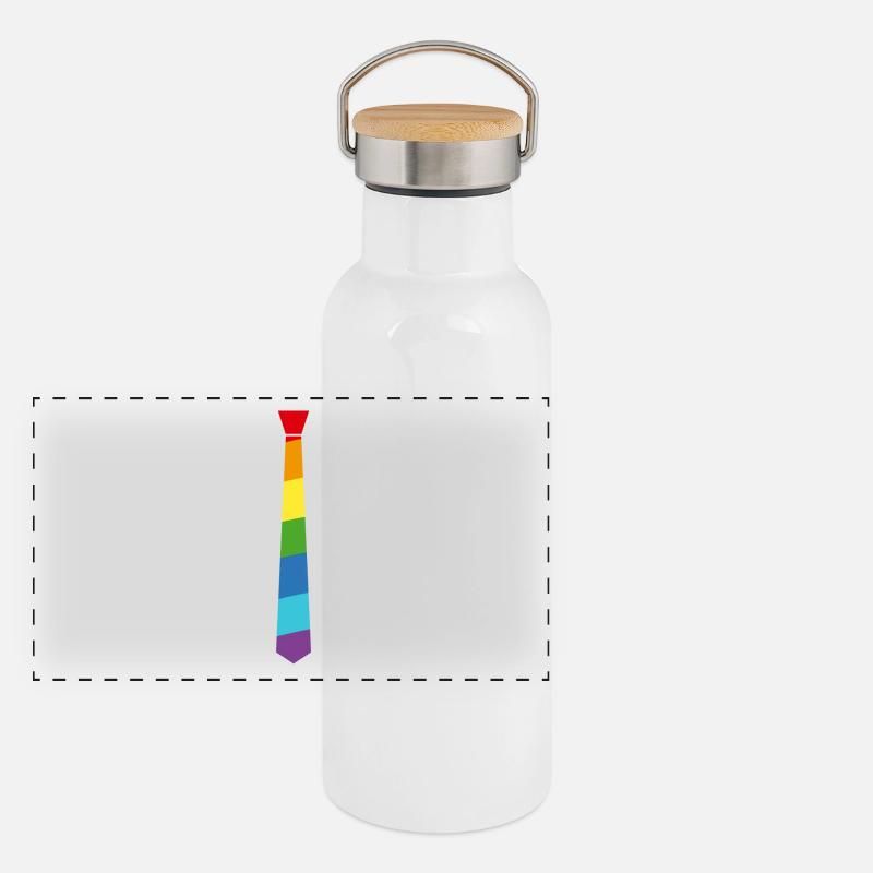 Regenbogen Krawatte - Fahne - Flagge - Gay Pride Panorama Thermosflasche mit Bambusdeckel