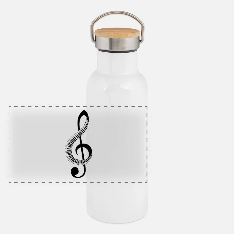 Notenschlüssel Panorama Thermosflasche mit Bambusdeckel