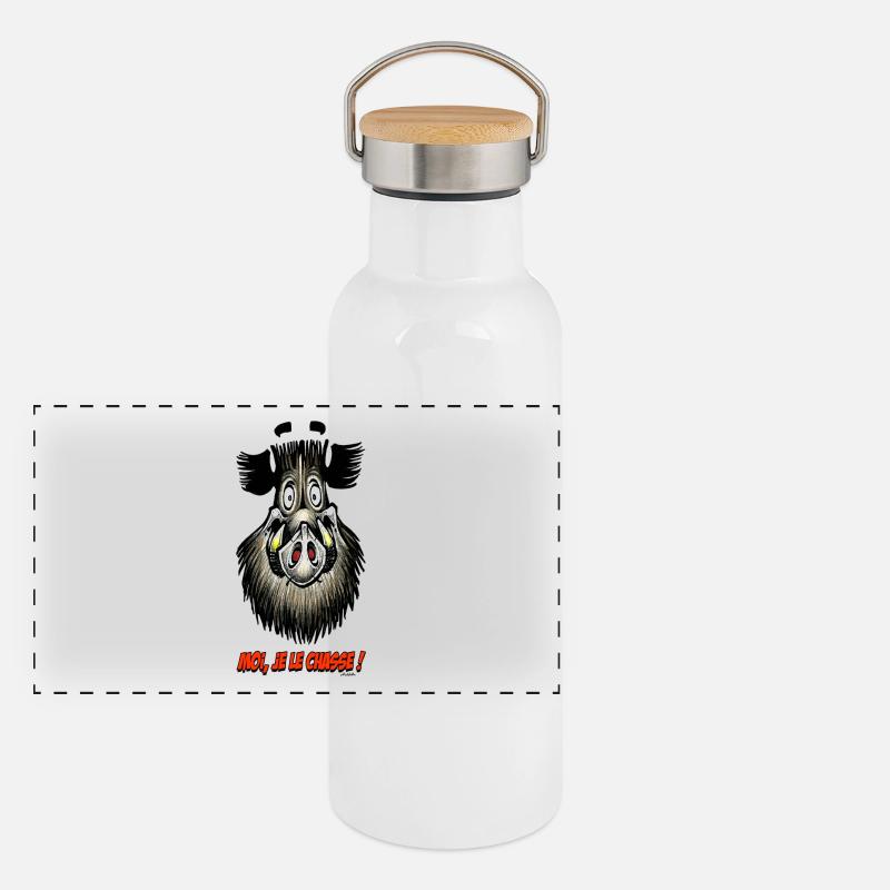 Boar, Moi Je Le Chasse! Panorama Thermosflasche mit Bambusdeckel