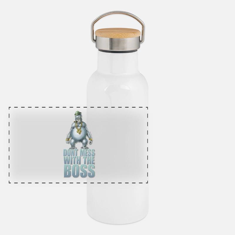 Dont mess with the Boss Panorama Thermosflasche mit Bambusdeckel