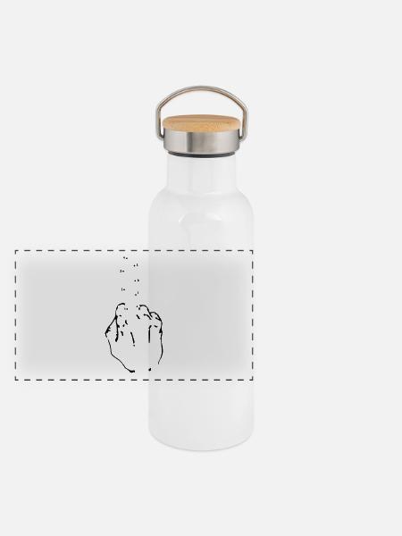middle finger - Panoramic Thermal Bottle with Bamboo Lid - white