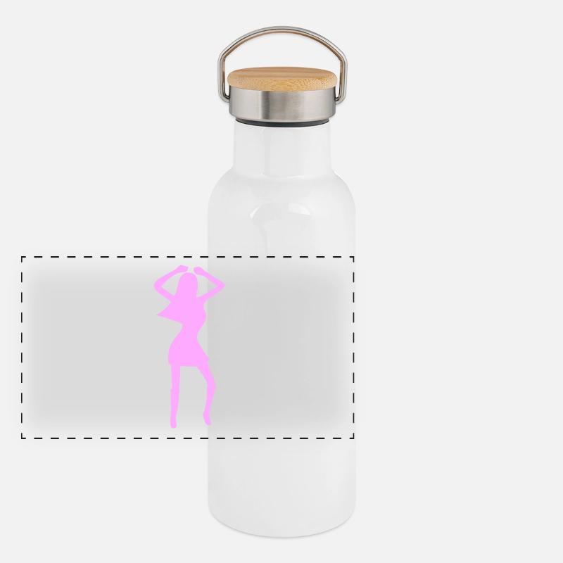 Femme fêtarde rose Gourde isotherme avec bouchon en bambou