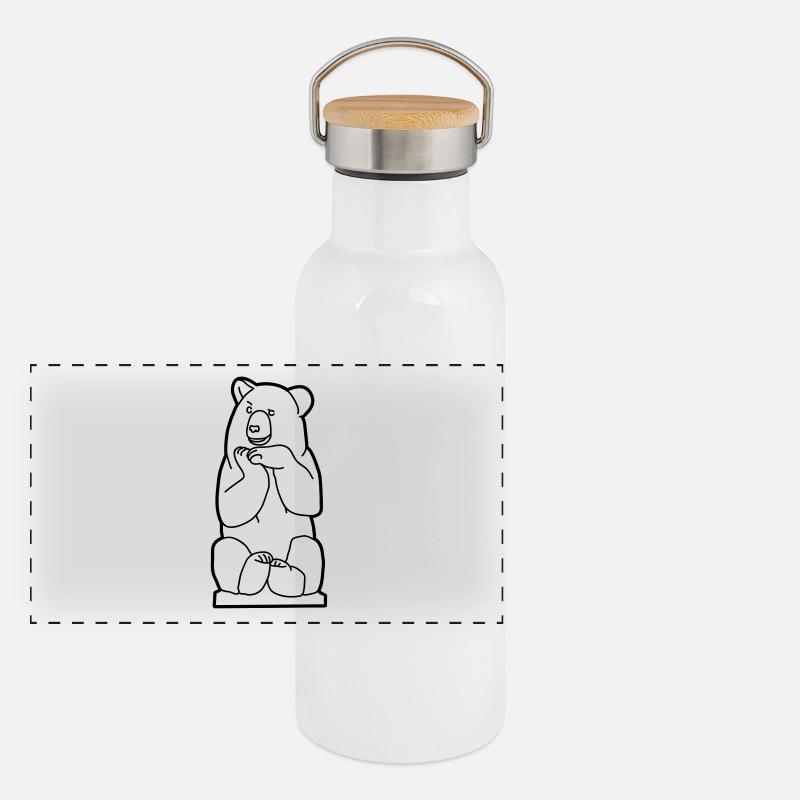 Berlin bear, sitting Panoramic Thermal Bottle with Bamboo Lid