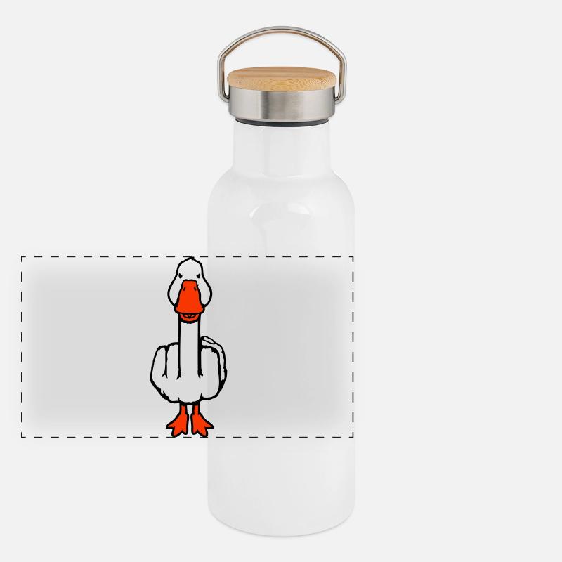 Gans Mittelfinger Rebell Sarkastisch Beleidigung Panorama Thermosflasche mit Bambusdeckel