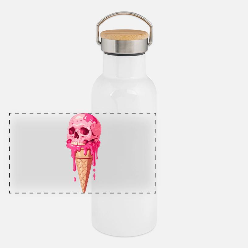 Pink Skull Eiscreme Panorama Thermosflasche mit Bambusdeckel