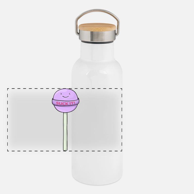 Cute Lollipop with Saying Funny Cartoon Design Panoramic Thermal Bottle with Bamboo Lid