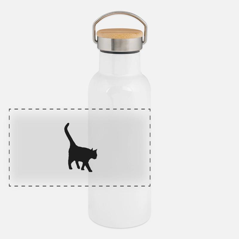 black cat Panorama Thermosflasche mit Bambusdeckel