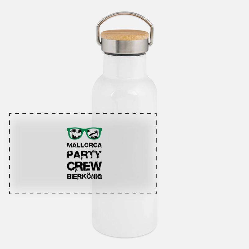 Mallorca Party Crew Panorama Thermosflasche mit Bambusdeckel