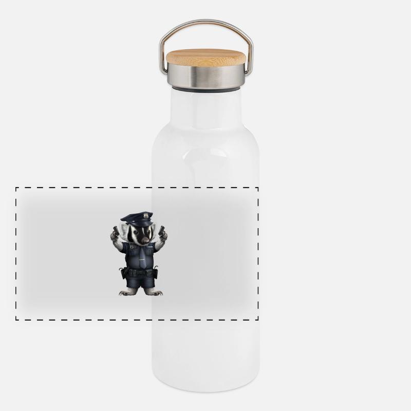 DACHSPOLIZEI Panorama Thermosflasche mit Bambusdeckel