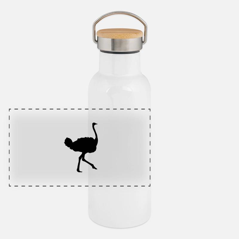 ostrich animal Gourde isotherme avec bouchon en bambou