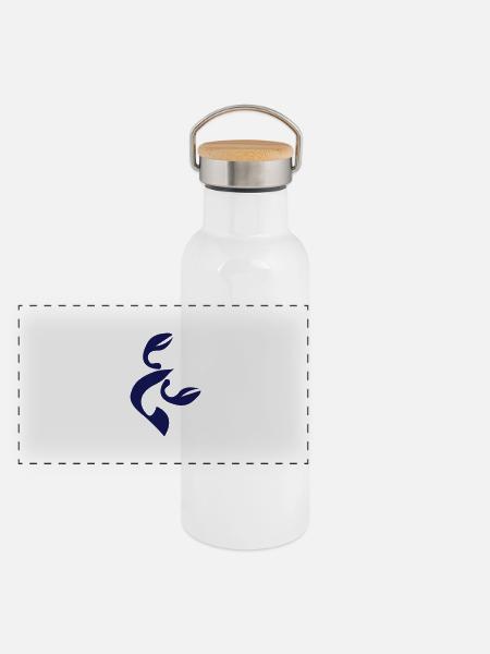 Krebs - Panorama Thermosflasche mit Bambusdeckel - Weiß