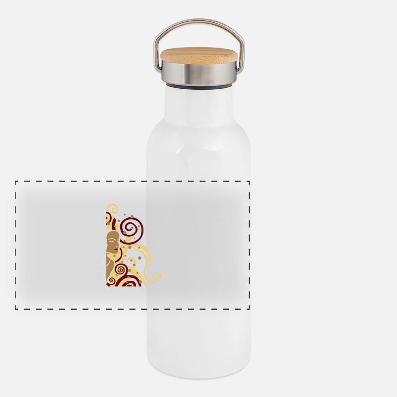 kringelfrau - Gourde isotherme avec bouchon en bambou - blanc