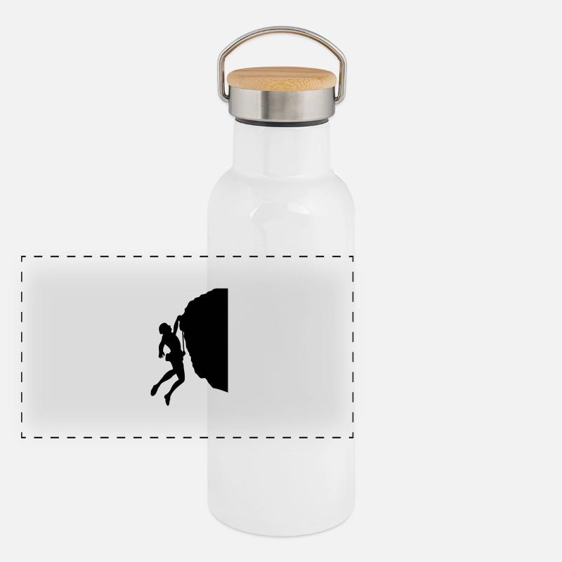 Rock Climbing #4 - Panoramic Thermal Bottle with Bamboo Lid - white